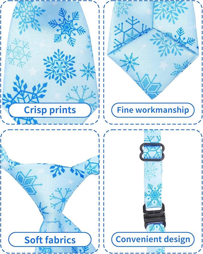 PET SHOW 10 Pack Winter Small Dog Ties Neckties for Doggies Cats Adjustable Neck Ties Girl Boy Pets Snowflake Costumes Puppy Grooming Accessories Holiday Party Gift Favor