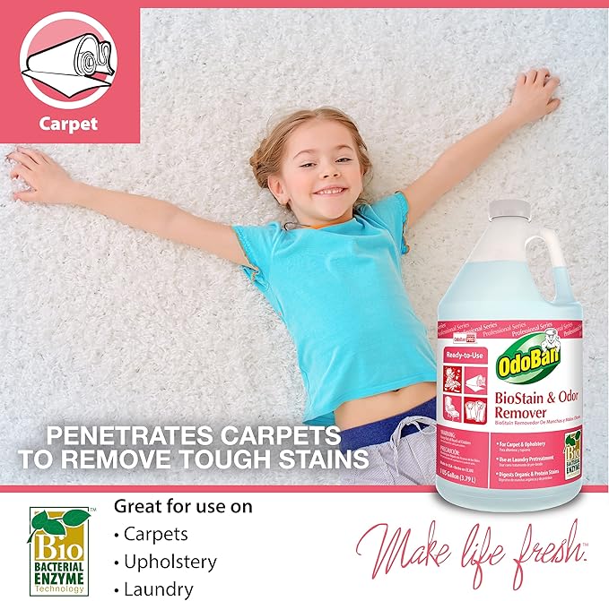 OdoBan Professional Cleaning and Odor Control Solutions, Ready-to-Use Biostain and Odor Remover, Made in the USA, 1 Gallon