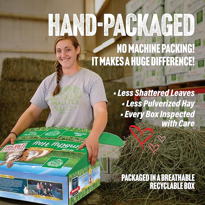 Small Pet Select 2nd Cutting Perfect Blend Timothy Hay Pet Food for Rabbits, Guinea Pigs, Chinchillas and Other Small Animals, Premium Natural Hay Grown in The US, 25 LB