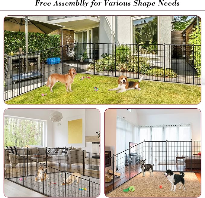 Dog Playpen 40 inch 20 Panels Indoor Outdoor Dog Pen for Large/Medium/Small Dogs Heavy Duty Metal Dog Fence Outdoor for Yard, Puppy Playpen with Door Portable Pet Fence for RV Camping Yard