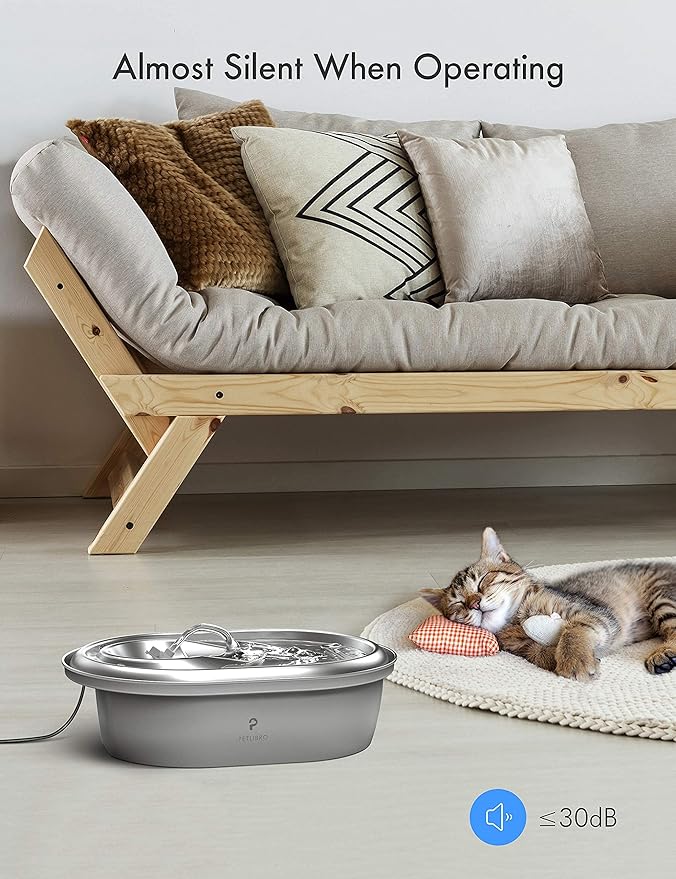 PETLIBRO 4 Pack Replacement Filters for Stainless Steel Cat Water Fountain PLWF003 / PLWF006, Adjustable Water Flow Pet Fountain, Super Quiet Dog Water Dispenser