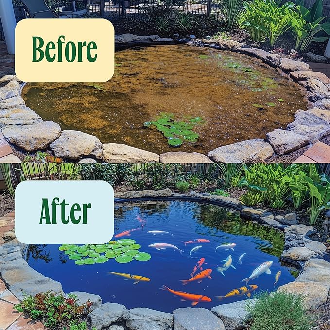 Pond Water Treatment Liquid - 2X Strength Probiotic Blend for Reducing Muck and Odors in Koi Ponds and Natural Ponds - Safe for Fish, Pets, & Swimming - 1 gal.