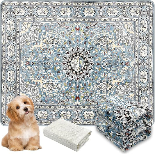 Washable Pee Pads for Dogs, (2 Pack, 36"x42") Upgrade Reusable Puppy Pads with Non-Slip Rug Pad, Super Thickening Absorbent Leakproof Dog Traning Pads Whelping Pad for Dogs, Doggie(Blue-2)