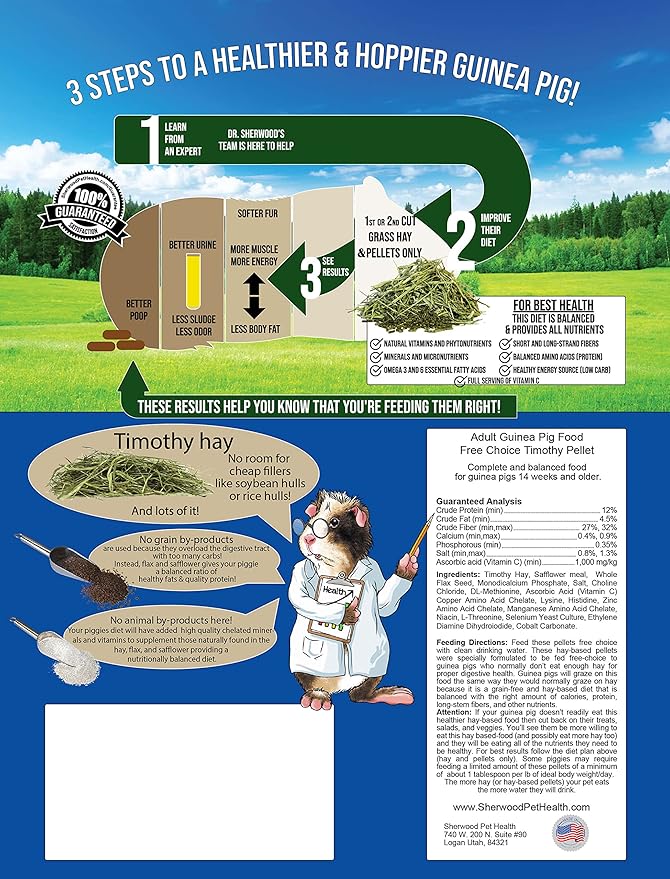 Sherwood Pet Health Adult Guinea Pig Food - Free Choice Timothy Pellet-4.5lbs