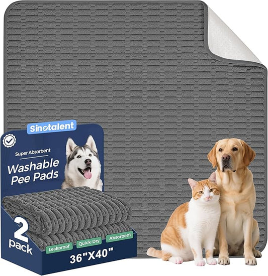 Washable Pee Pads for Dogs, 2 Pack Reusable Puppy Pads Dog Pads, Non-Slip Dog Pee Pads, Leakproof Pet Pee Pads Wee Wee Pads for Dogs. (Dark Grey, 36"x40"(Pack of 2))
