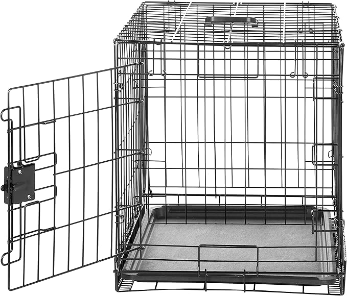 Amazon Basics Durable, Foldable Metal Wire Small Dog Crate with Tray, Single Door, 24 x 18 x 20 in, Black