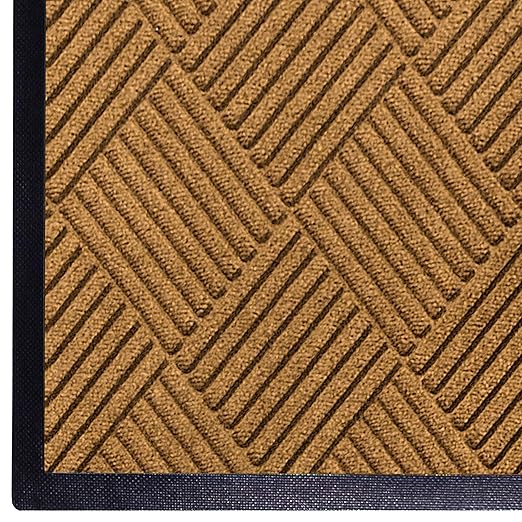 WaterHog Diamond | Commercial-Grade Entrance Mat with Rubber Border – Indoor/Outdoor, Quick Drying, Stain Resistant Door Mat (Medium Brown, 6' x 6')