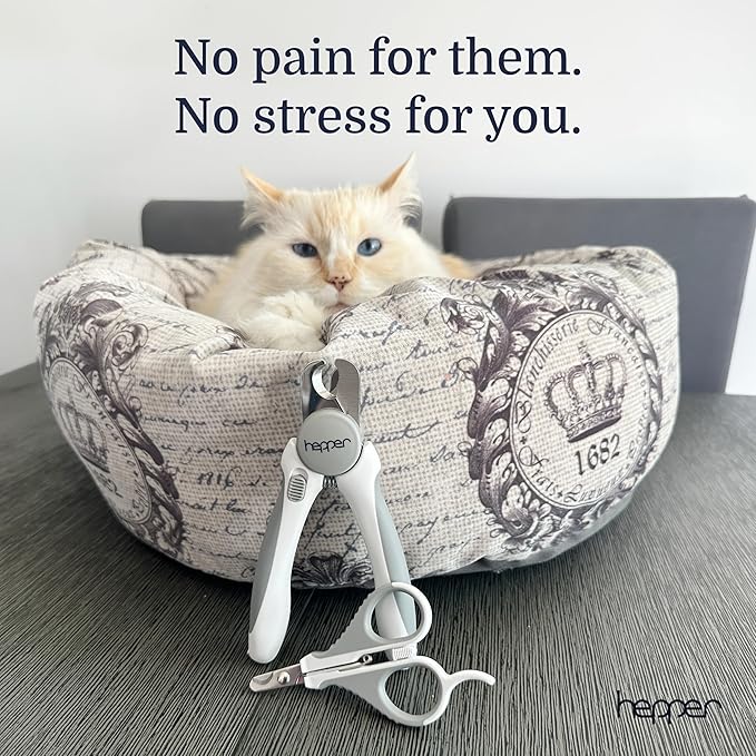 Hepper Cat Nail Clipper Kit - Small & Large Sharp Claw Clippers with Nail File & Storage Pouch - Safety Guard & Lock - Professional Cat Manicure