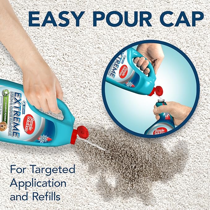 Simple Solution Extreme Pet Stain and Odor Eliminator Spray for Dogs and Cats, Enzymatic Cleaner with 3X Pro-Bacteria Cleaning Power, Strong Urine Pee & Poop Stain Remover, Spring Breeze, 1 Gal