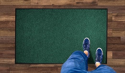 M+A Matting WaterHog Diamond | Commercial-Grade Entrance Mat with Rubber Border – Indoor/Outdoor and Quick Drying Door Mat (Evergreen, 3' x 8')