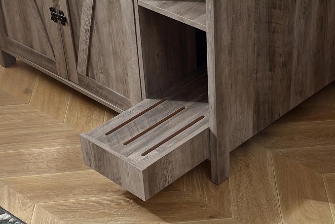 Cat Litter Robot Enclosure,Large Space for Placing Litter Robot 3/4,Power Outlet and Dog-Proof Shelf for Litter Robot Cabinet,Litter Collector for Automatic Litter Box Enclosure,Grey