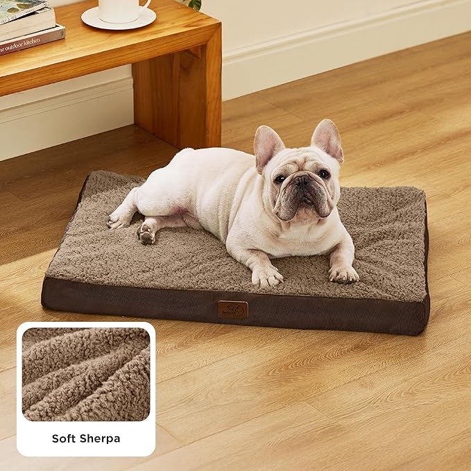 Bedsure Dog Bed Medium Size Dog - Orthopedic Flat Puppy Beds with Removable Washable Cover, Egg Crate Foam Pet Mat, Suitable for Pet Up to 35 lbs