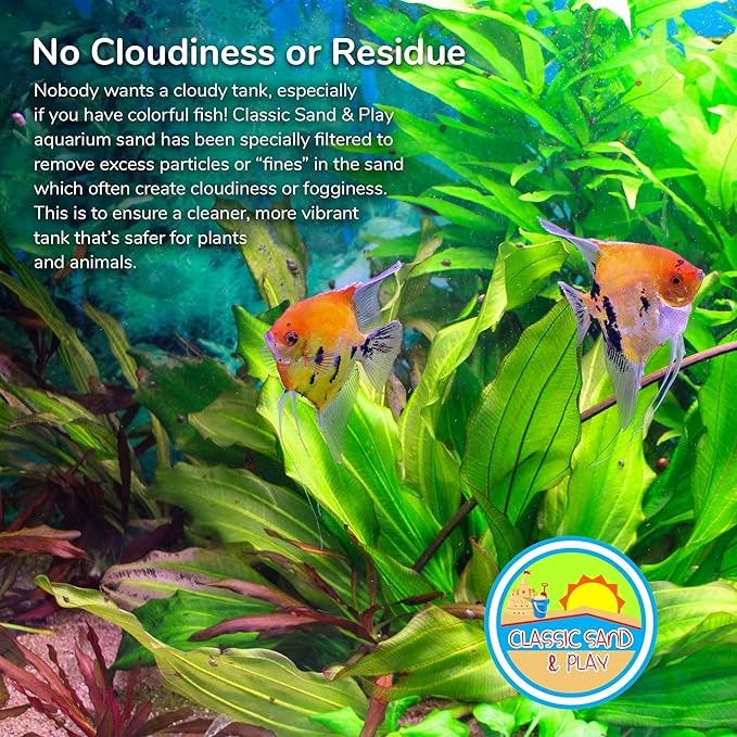 CLASSIC SAND & PLAY Natural Aquarium Sand for Freshwater and Saltwater Tanks, 20 lb. Bag, Improves Filter Life and Filtration Process, Pre-Washed Fine Sand, Orange