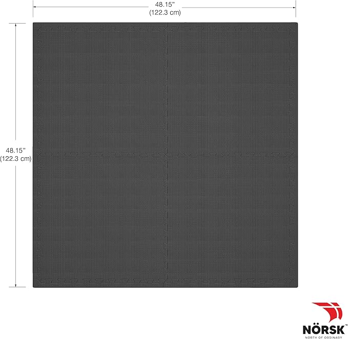 Norsk Multi-Purpose Reversible Floor Mats - EVA Interlocking Foam Tiles (Gray/Black 40 Tiles - 160 sq. Ft. 1/2" Thick)