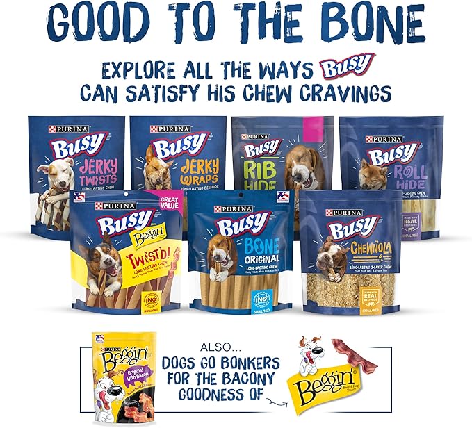 Purina Busy Bone Adult Dog Chew Bone Treats, Peanut Butter - 10 ct. Pouch