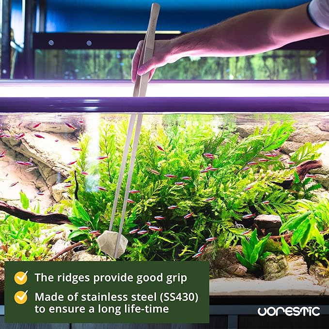 Heavy Duty Aquarium Tweezers Extra Long 24 Inch, Straight Aquarium Plant Tweezers, Long Tweezers for Terrarium and Aquarium, Aquarium Tongs, Long Tweezers for Plants