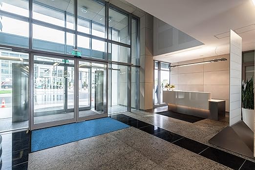 M+A Matting WaterHog Diamond | Commercial-Grade Entrance Mat with Rubber Border – Indoor/Outdoor, Quick Drying, Stain Resistant Door Mat (Medium Blue, 2' x 3')