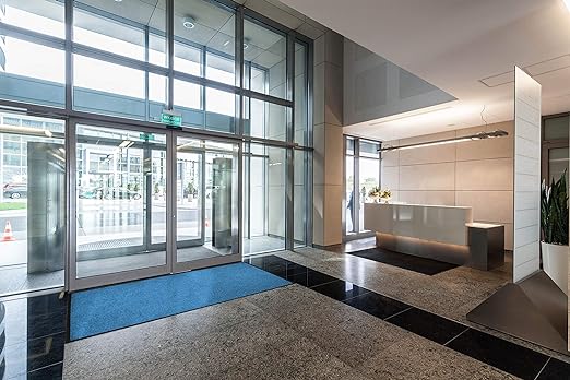 WaterHog Diamond | Commercial-Grade Entrance Mat with Rubber Border – Indoor/Outdoor, Quick Drying, Stain Resistant Door Mat (Bluestone, 4' x 6')