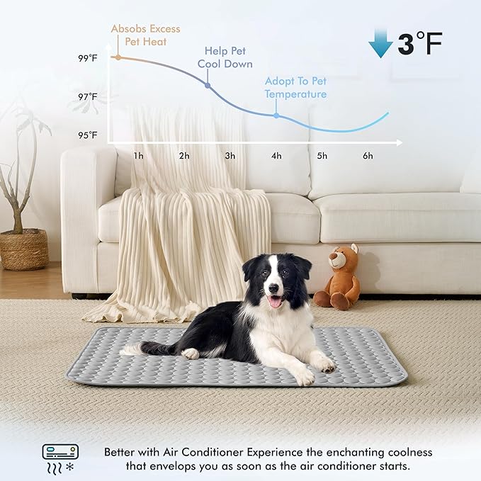 MICROCOSMOS Summer Cooling Mat & Sleeping Pad- Water Absorption Top, Materials Safe, Easy Carry, EZ Clean. Keep Cooling for Pets, Kids and Adults.(Grey, 19" x 15")