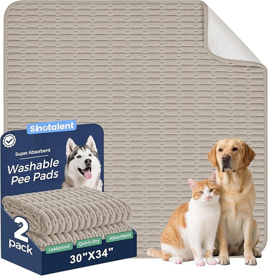 Washable Pee Pads for Dogs, 2 Pack Reusable Puppy Pads Dog Pads, Non-Slip Dog Pee Pads, Leakproof Pet Pee Pads Wee Wee Pads for Dogs. (Brown, 30"x34"(Pack of 2))