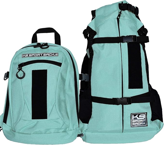 K9 Sport Sack Plus 2 - Small, Summer Mint - Ideal for Dogs 13-16” Long - Adjustable, Backpack-Style Carrier with Multi-Functional Storage Pack, Thick Shoulder Straps & Padded Back Panel