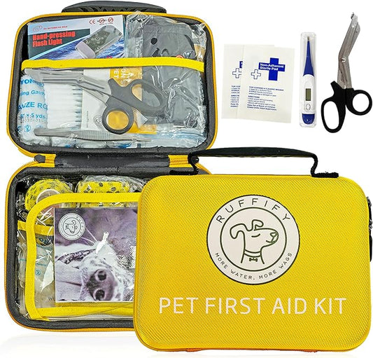 Pet First Aid Kit for Dogs & Cats – 27 Key Items Emergency Kit with Mini Pouch for Boating, Sailing, Home, Office, Travel, Vacations & Outdoor Adventures