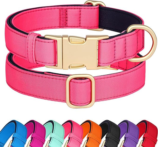 Didog Soft Padded Dog Collars for Small Dogs, Colorful and Durable Dog Collar with Quick Release Buckle, Light and Breathable for Daily Walking, Pink, S