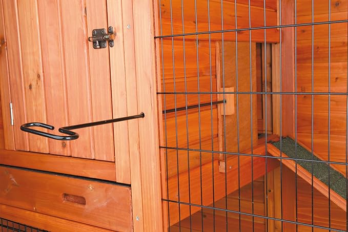 TRIXIE Pet Products Rabbit Hutch with Gabled Roof, 76.25 x 31.5 x 59.75 inches