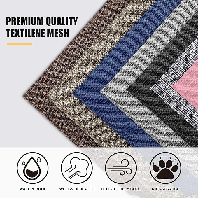 Veehoo Chew Proof Elevated Dog Bed - Cooling Raised Pet Cot - Rustless Aluminum Frame and Durable Textilene Mesh, Unique Designed No-Slip Feet for Indoor or Outdoor Use, Beige Coffee, X Large