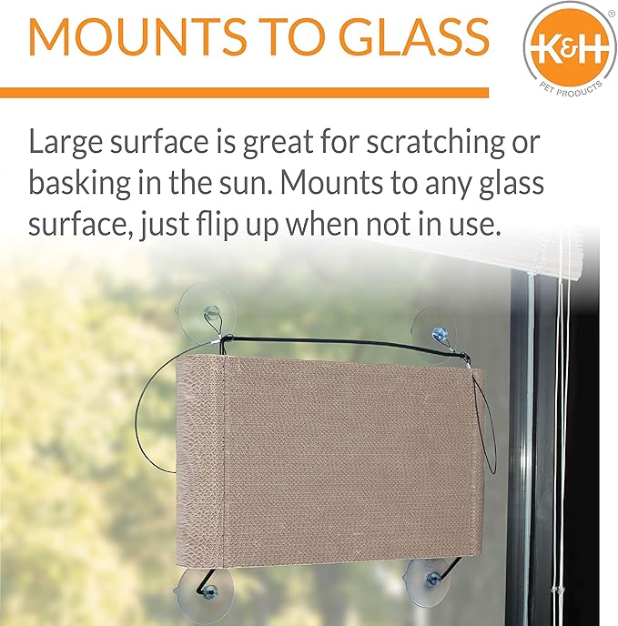 K&H Pet Products Cat Scratcher Kitty Window Sill Bed & Hammock, Sturdy Cat Perch for Large Cats