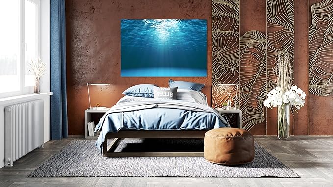 Nature Wall Art Prints - Ocean Forest Mountain Lake Canvas Landscapes - Small to Extra Large Living Room Bedroom Kitchen Bathroom Décor (Sun Rays Under Water, 16L" x 24W")