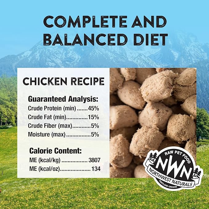 Northwest Naturals Freeze-Dried Chicken Cat & Kitten Food – Bite-Sized Nibbles – Healthy, Limited, Human-Grade Ingredients, All-Natural, High-Protein Raw Diet – Complete & Balanced, Made in USA, 11 oz
