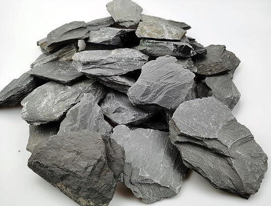 Voulosimi Natural Slate Rocks PH Neutral Stone Perfect Rocks for Aquariums, Landscaping Model,Tank Decoration,Amphibian Enclosures (3.5 LB, 3-5 inch)