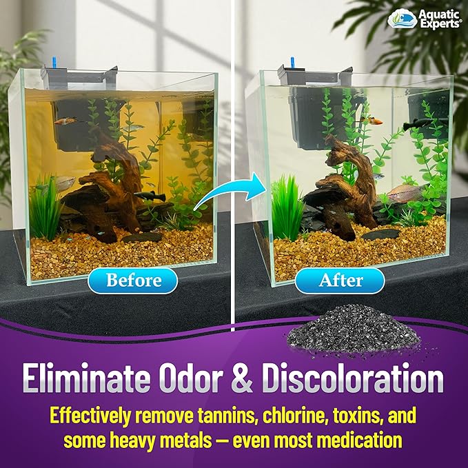 Premium Activated Carbon, Aquarium Carbon for Fish Tank Filter, Aquarium Filter Media, Granulated Charcoal for Fish Tanks, Activated Charcoal Bulk (38 lbs with 4 Pack 5"x9" mesh Bags)