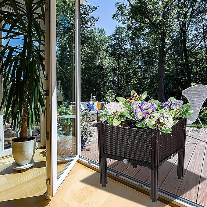 Planter for Outdoor Plants with Legs Raised Garden Bed Planter Box Elevated Garden Boxes Plant pots Perfect for Garden Patio Balcony Deck to Planting Flowers Vegetables Tomato and Herbs