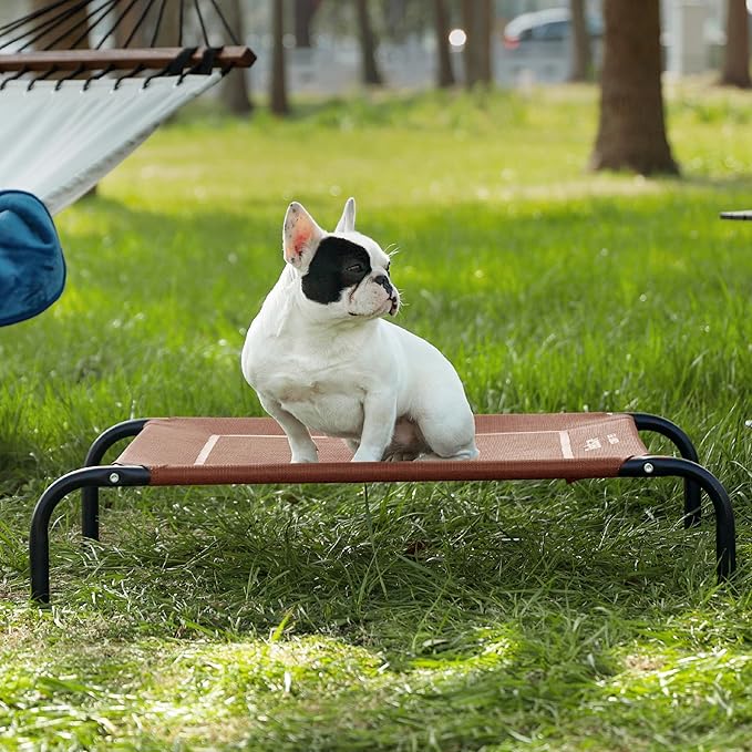 Bedsure Outdoor Elevated Dog Bed Medium Size Dog, Portable Indoor & Outdoor Cooling Raised Cot Pet Hammock Bed with Skid-Resistant Feet, Frame with Breathable Mesh, Terracotta, 43 inches