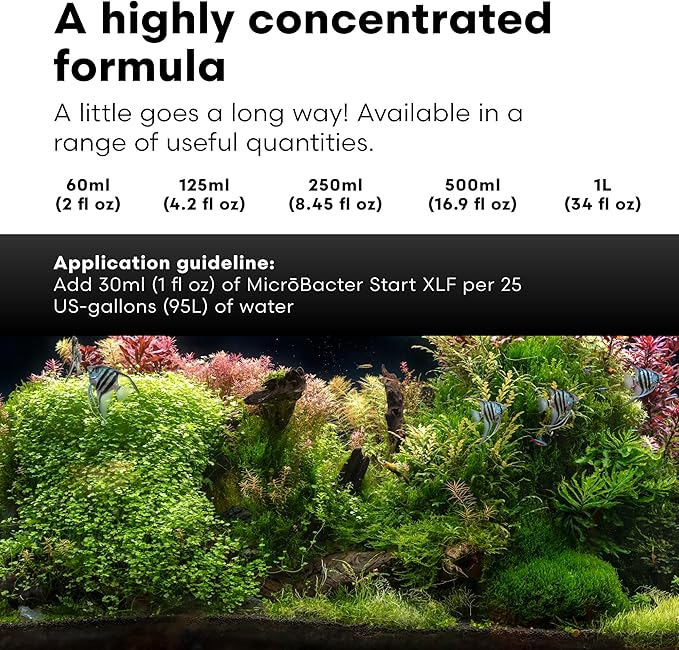 Brightwell Aquatics MicroBacter Start XLF - Concentrated Freshwater Nitrifying Bacteria - Quick Start Fish Tank Starter, Lift Microbe Levels & Water Filtering - Aquarium Water Treatments, 33.8 fl oz
