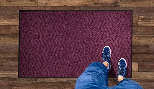 WaterHog Diamond | Commercial-Grade Entrance Mat with Rubber Border – Indoor/Outdoor, Quick Drying, Stain Resistant Door Mat (Bordeaux, 4' x 12')