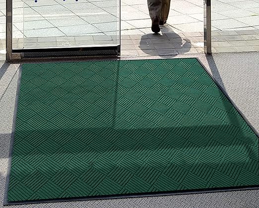 M+A Matting WaterHog Diamond | Commercial-Grade Entrance Mat with Rubber Border – Indoor/Outdoor, Quick Drying, Stain Resistant Door Mat (Evergreen, 6' x 6')