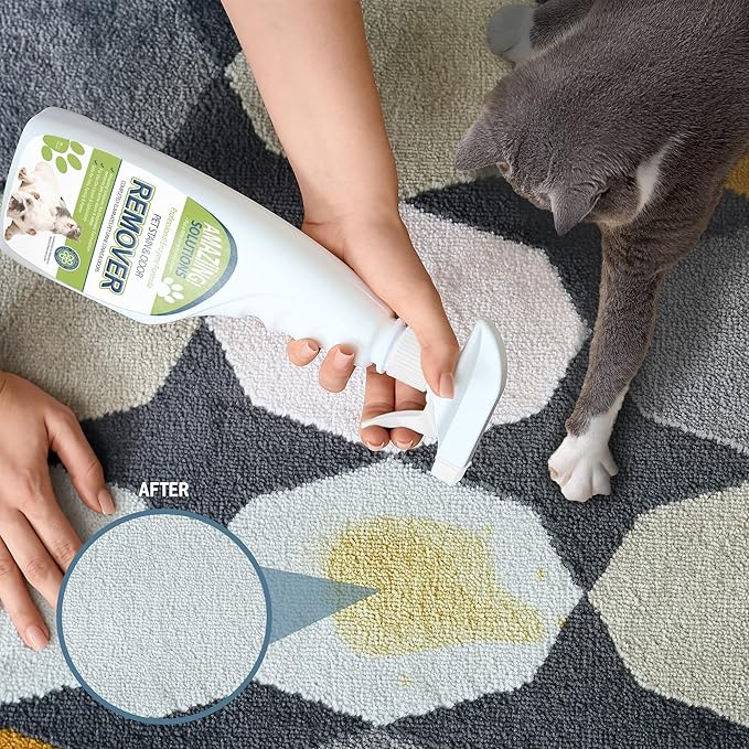 Pet Stain and Odor Remover - Enzyme Cleaner, Pet Urine Odor Eliminator Spray - Floor & Carpet Cleaner Spray, Pet Deodorizers For Home, Fabric Spray W/Fresh, Clean Scent, 32oz Spray