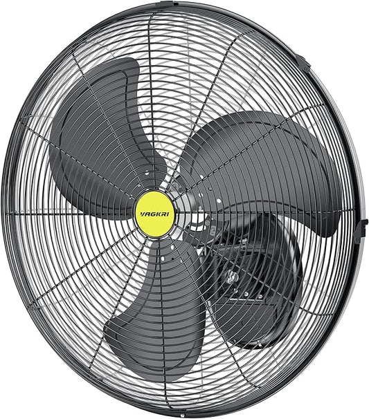 VAGKRI Wall Mount Fan, 20 Inch High Velocity Metal Oscillating Fan, 3 Speeds, 5300CFM Industrial Wall Fan for Home Office Patio Garage Factory Greenhouse Warehouse Farm