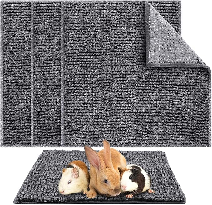 Amylove 4 Pcs Guinea Pig Cage Liner Guinea Pig Bedding Washable Fleece Pee Pads Reusable Small Animals Training Mat Small Animal Sleeping Bed for Bunny Hamster(Dark Gray,12 x 12 Inch)