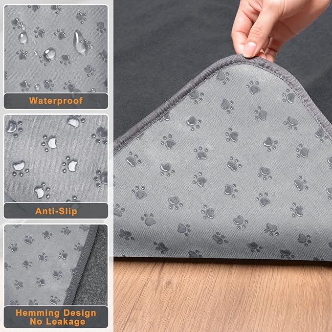 LOOBANI 2 Packs Extra Large Reusable Dog Mat for Floor, Non-Slip Washable Pee Pads for Dogs, Fast Absorbent Pet Whelping Pads, Puppy Playpen Mat for Incontinence, Housebreak, Crate, 72x72in,Gray