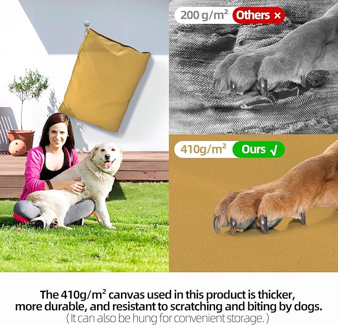 Sytopia 36-Inch Canvas Outdoor Dog Bed, Waterproof & Washable with Removable Cover, Ideal for Medium & Large Dogs, Chew-Proof Great for Indoor, Outdoor, Crate, or Patio Use (Yellow)
