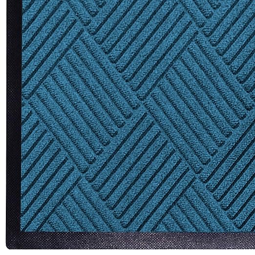 M+A Matting WaterHog Diamond | Commercial-Grade Entrance Mat with Rubber Border – Indoor/Outdoor, Quick Drying, Stain Resistant Door Mat (Medium Blue, 6' x 6')