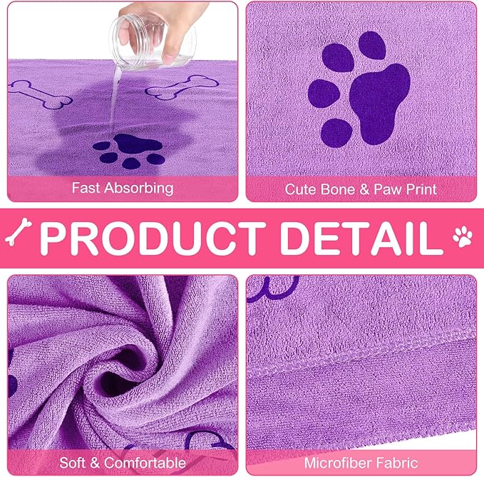 Chumia 8 Pcs Dog Towels for Drying Dogs Cats Pet Towels Bulk Puppy Microfiber Quick Drying Paw Bath Bathing Supplies Absorbent for Medium Pets(Sweet Color,18 x 28 Inch)