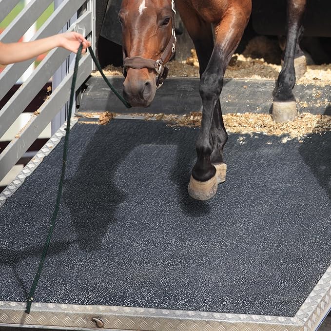 Heavy Duty Horse Stall Mats (20 Pack) - Stable Mats, Durable 3/4 in. Thick Rubber Flooring - Solid Black - 3.5' x 6' Mat for Stables, and More - 42 in. x 72 in. Stall Mat