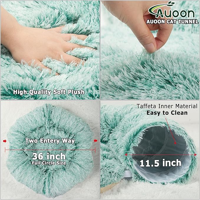 AUOON Cat Tunnel Bed for Indoor Cats - Circle Peekaboo Cat Cave with Washable Mat for Indoor Cats Kitten Kitty Puppy Rabbit Ferret (Rosiness)