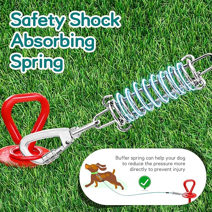 Tie Out Cable for Yard - 20FT Heavy Duty Dog Leads, Chew Proof for Large Dogs Up to 125lbs