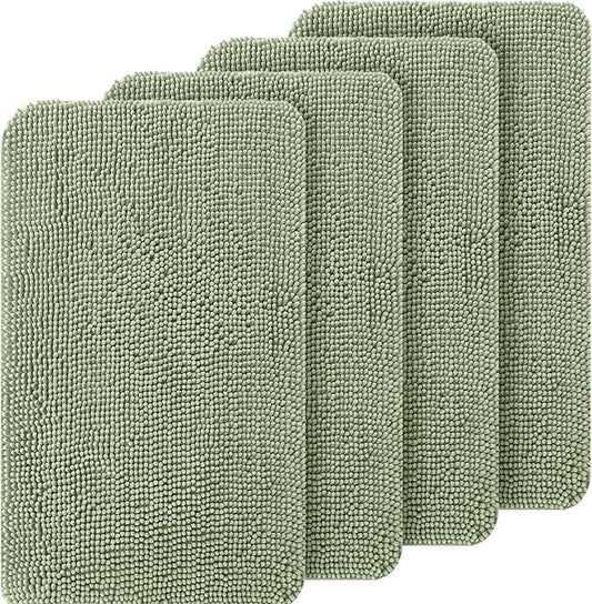 OLANLY Dog Door Mat Set 4-Piece 30x20, Absorbs Moisture and Dirt, Absorbent Non-Slip Washable Doormat, Quick Dry Chenille Mud Mat for Dogs, Entry Indoor Entryway Carpet for Inside Floor, Sage Green